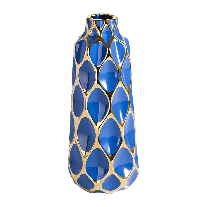 Luxe Divine Collection ~ Italian Geometric Minimalist Grid Ceramic Ornament Vase