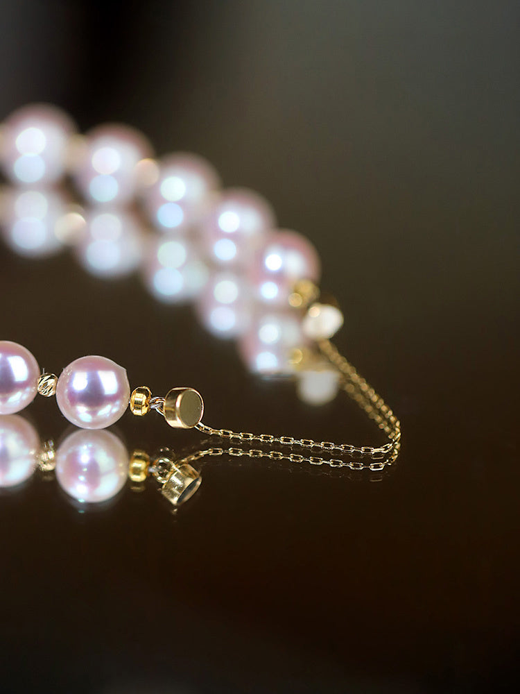 Luxe Divine Collection ~ Blue Rose Laser 18K Gold Pearl Bracelet