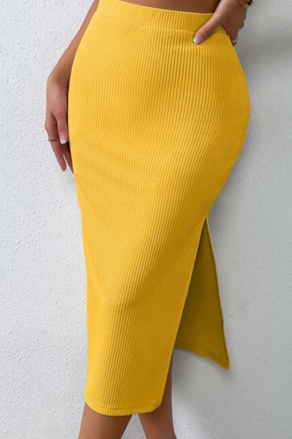 Luxe Divine Collection ~ Ribbed Round Neck Tank and Slit Skirt Sweater Set