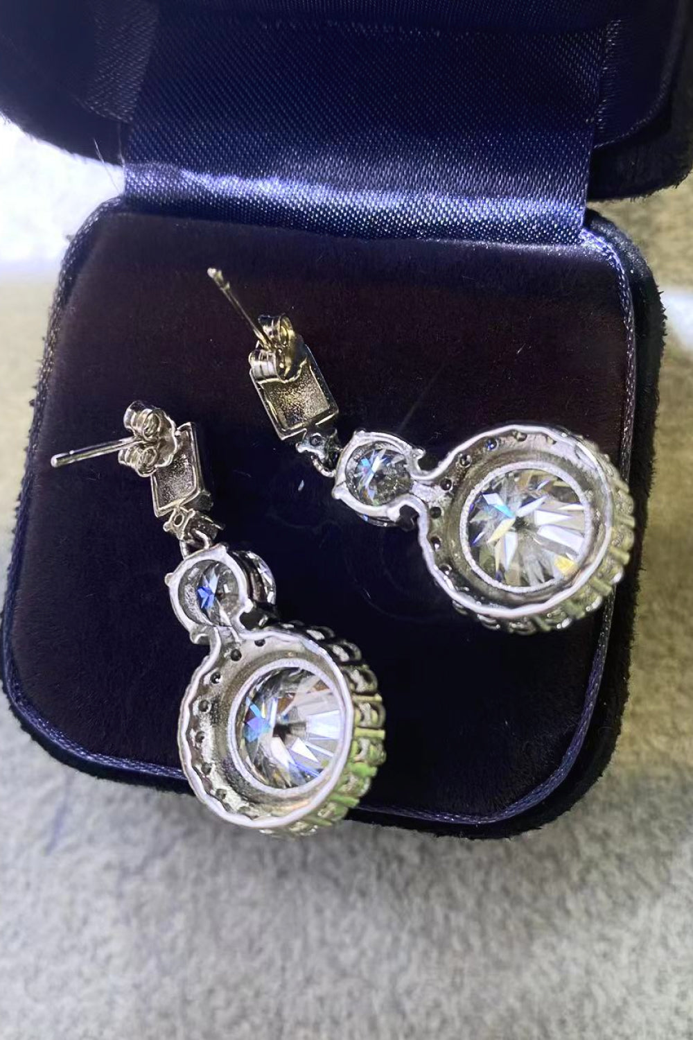 Luxe Divine Collection ~ 12 Carat Moissanite Platinum-Plated Drop Earrings