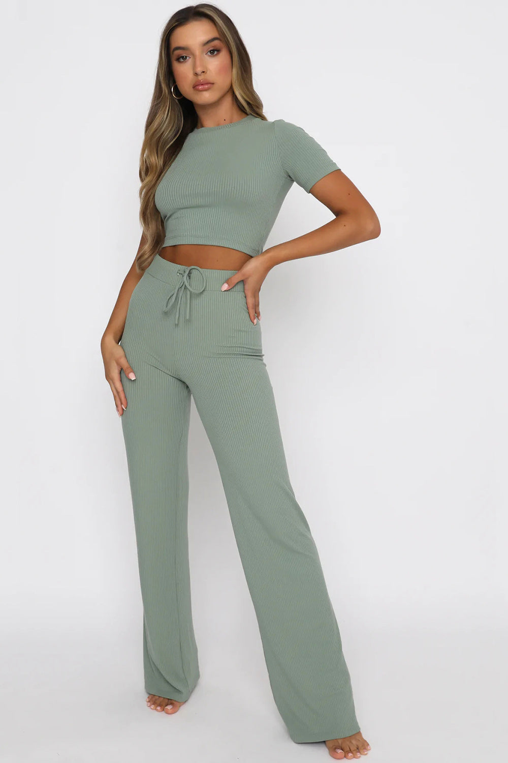 Luxe Divine Collection ~ Round Neck Short Sleeve Top and Pants Set