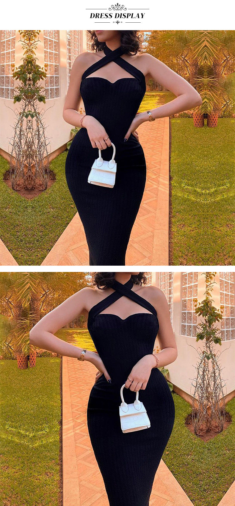 Luxe Divine Collection ~ New Black Halter Dress Tube Top Elegant Cocktail Party Ladies Catwalk Evening Dress Women's Clothing