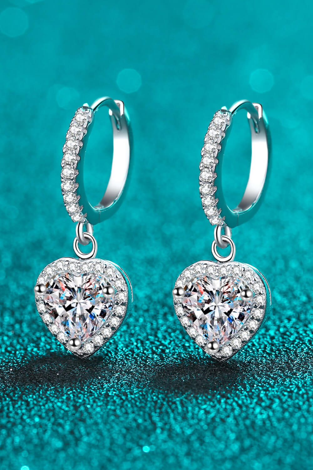 Luxe Divine Collection ~ Moissanite Heart-Shaped Drop Earrings