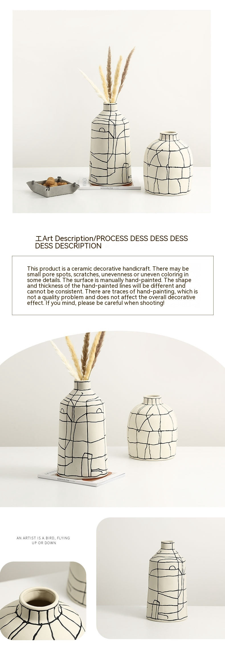 Luxe Divine Collection ~ Italian Minimalist Hand-painted Ceramic Vase