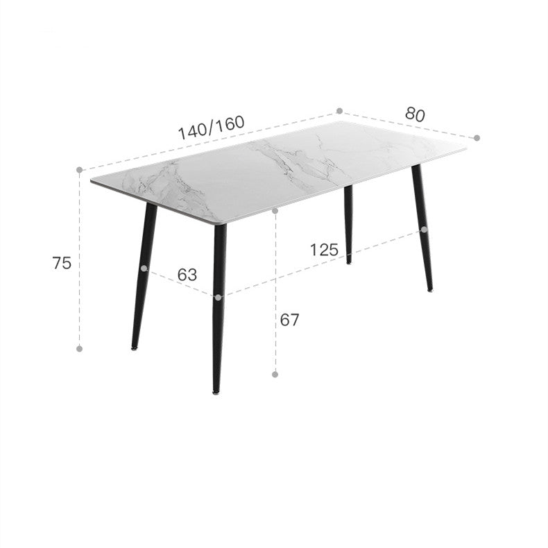 Luxe Divine Collection ~ Italian Minimalist Stone Plate Rectangular Dining Table Stone Plate