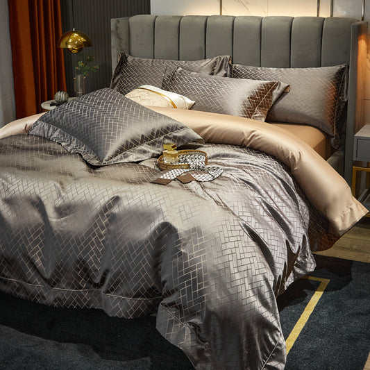 Luxe Divine Collection ~ European-style Luxury 140 High-end Brocade Four-piece Silky Jacquard Bedding Set