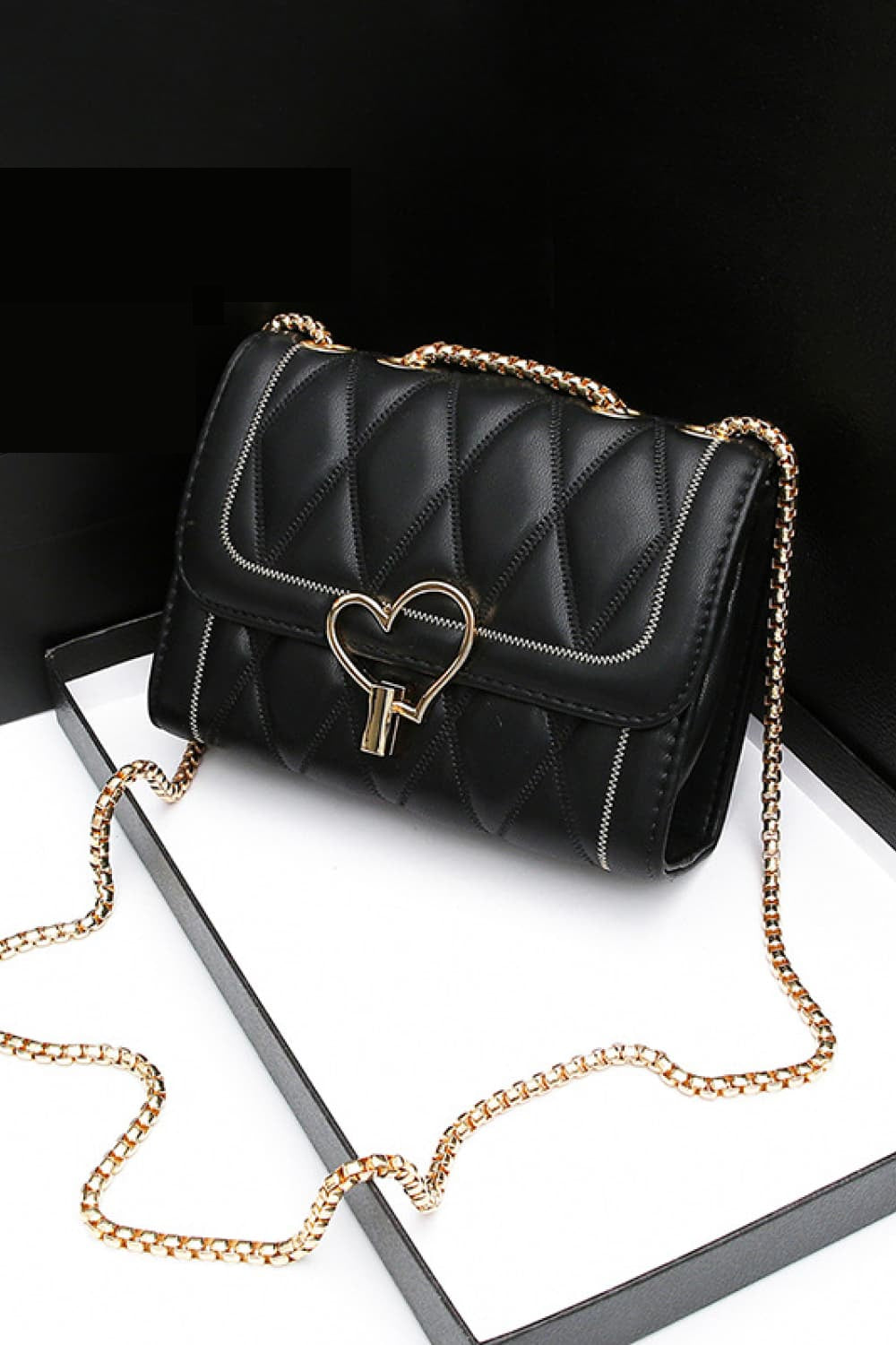 Luxe Divine Collection ~ Heart Buckle Leather Crossbody Bag-Tr