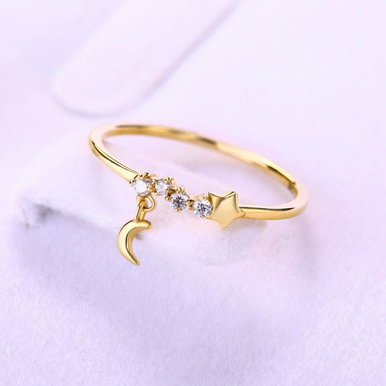 Luxe Divine Collection ~ 14K gold luxurious hand decoration, star moon ring,