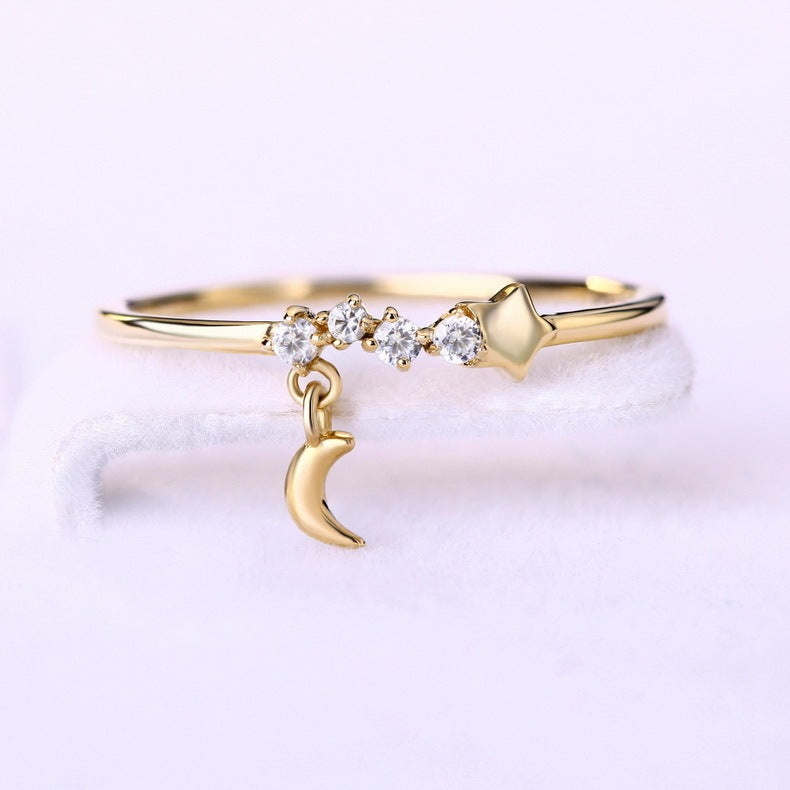 Luxe Divine Collection ~ 14K gold luxurious hand decoration, star moon ring,