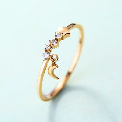 Luxe Divine Collection ~ 14K gold luxurious hand decoration, star moon ring,