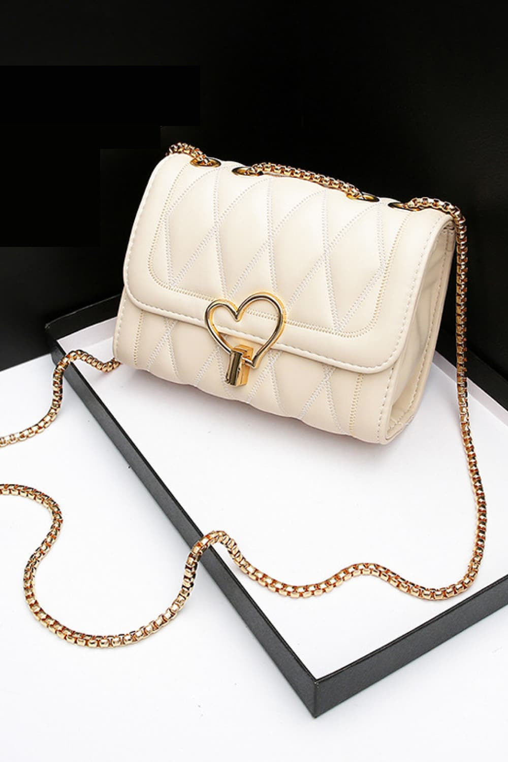 Luxe Divine Collection ~ Heart Buckle Leather Crossbody Bag-Tr