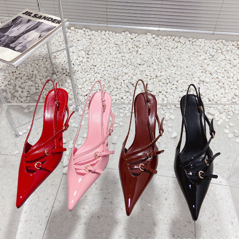 Luxe Divine Collection ~ Elegant French Style Pointed Toe Kitten Patent Leather Heel