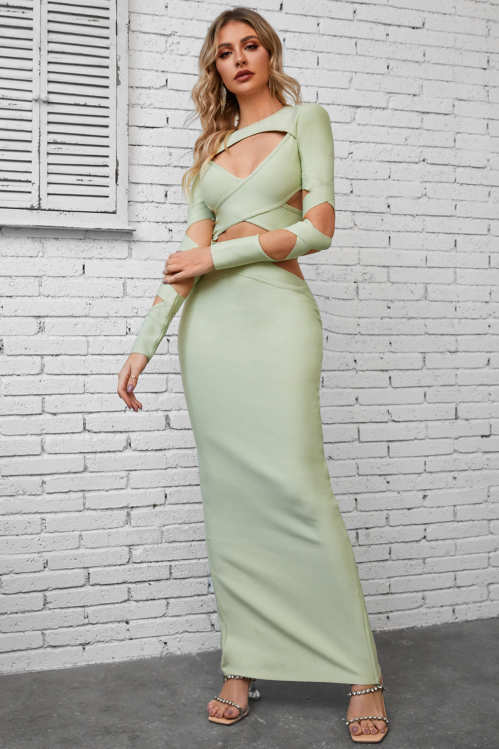 Luxe Divine Collection ~ Cutout Round Neck Maxi Wrap Dress