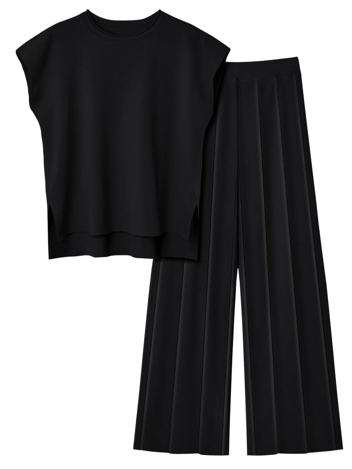 Luxe Divine Collection ~ Round Neck Cap Sleeve Top and Pants Knit Set