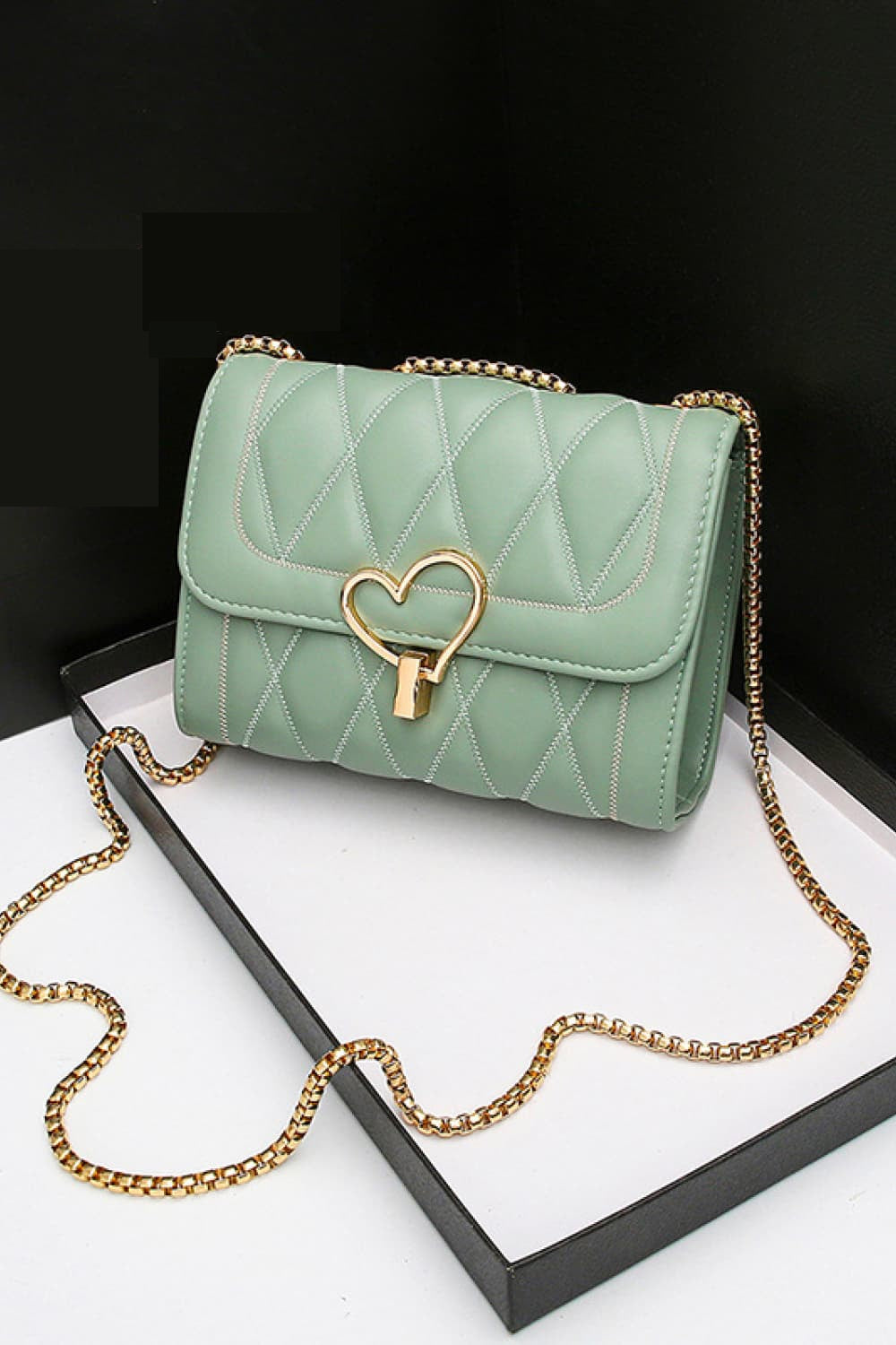 Luxe Divine Collection ~ Heart Buckle Leather Crossbody Bag-Tr