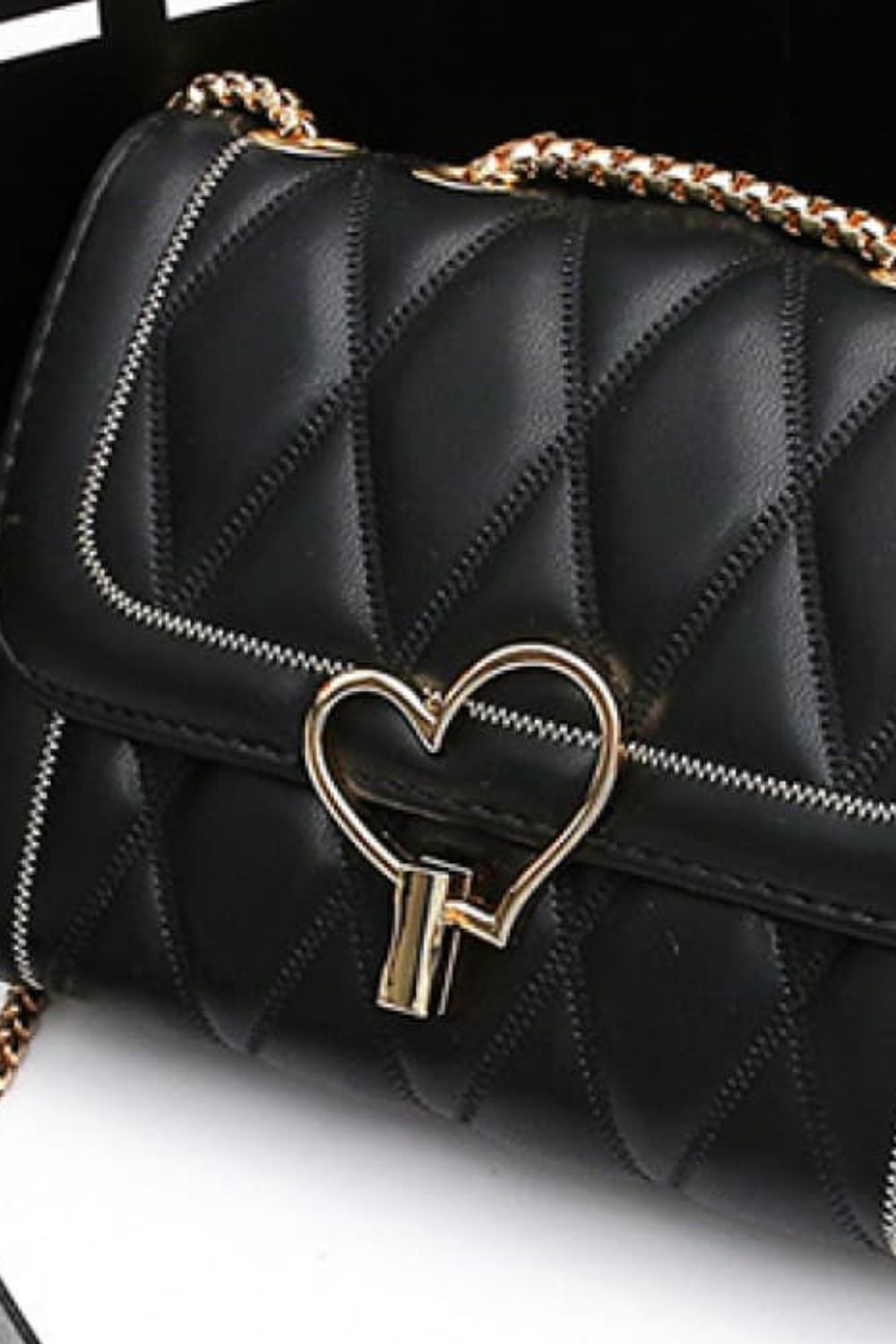 Luxe Divine Collection ~ Heart Buckle Leather Crossbody Bag-Tr