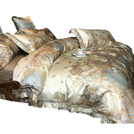 Luxe Divine Collection ~ High End European Style Luxury 120 Thread Satin Silk Cotton Bedding Set