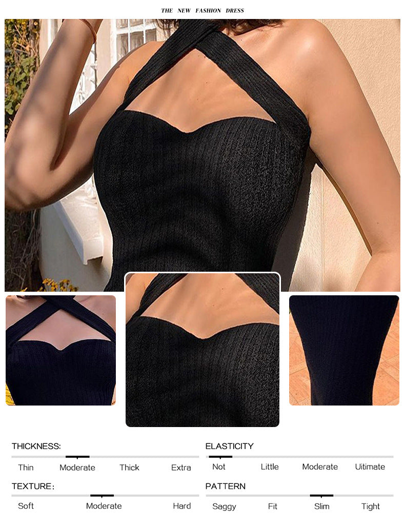 Luxe Divine Collection ~ New Black Halter Dress Tube Top Elegant Cocktail Party Ladies Catwalk Evening Dress Women's Clothing