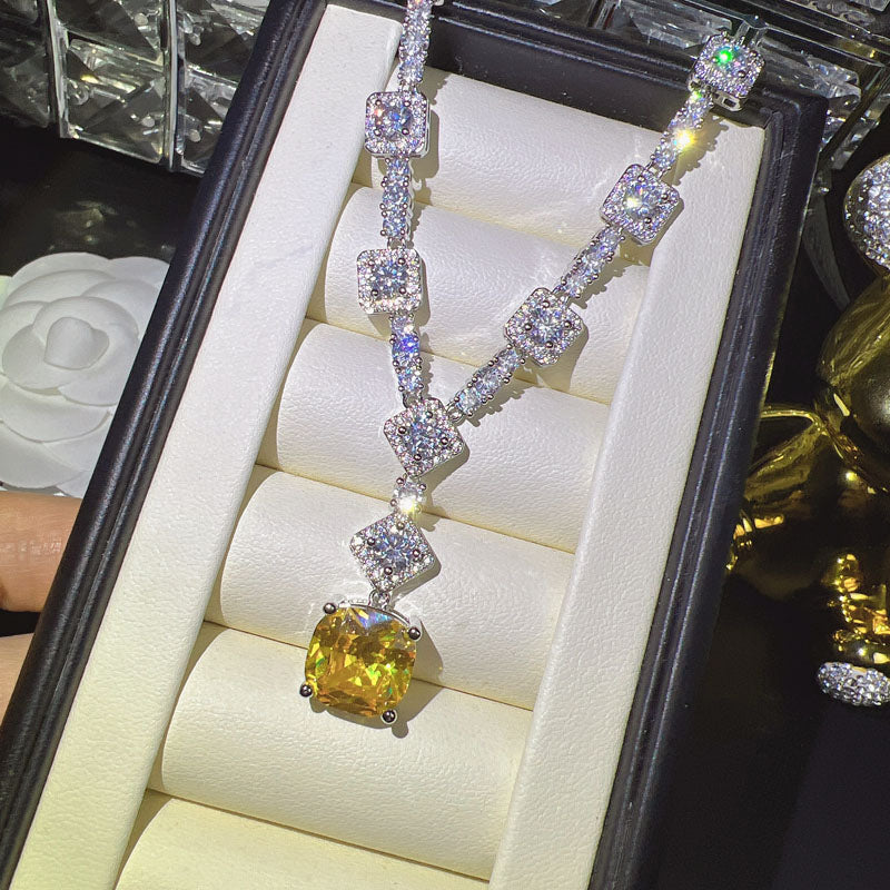 Luxe Divine Collection ~ Luxury Yellow Zircon Earrings Necklace Set