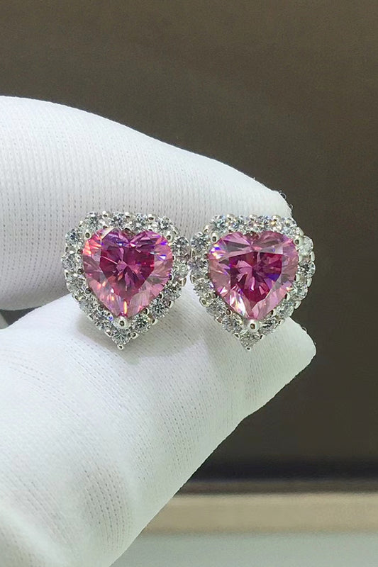 Luxe Divine Collection ~ 2 Carat Moissanite Heart-Shaped Earrings