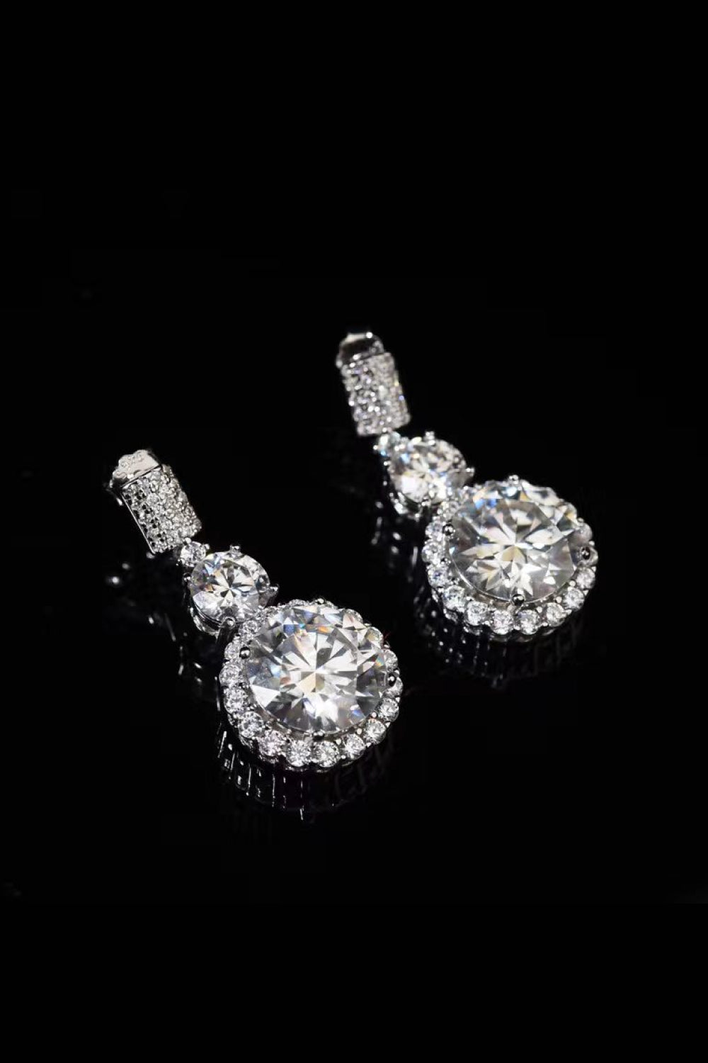 Luxe Divine Collection ~ 12 Carat Moissanite Platinum-Plated Drop Earrings