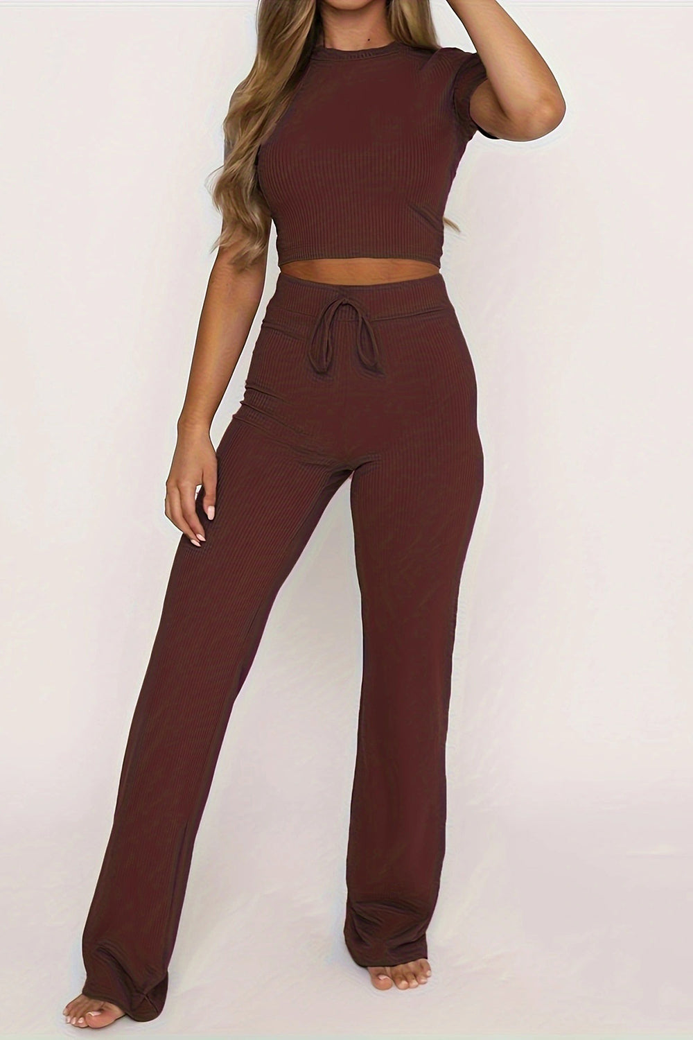 Luxe Divine Collection ~ Round Neck Short Sleeve Top and Pants Set