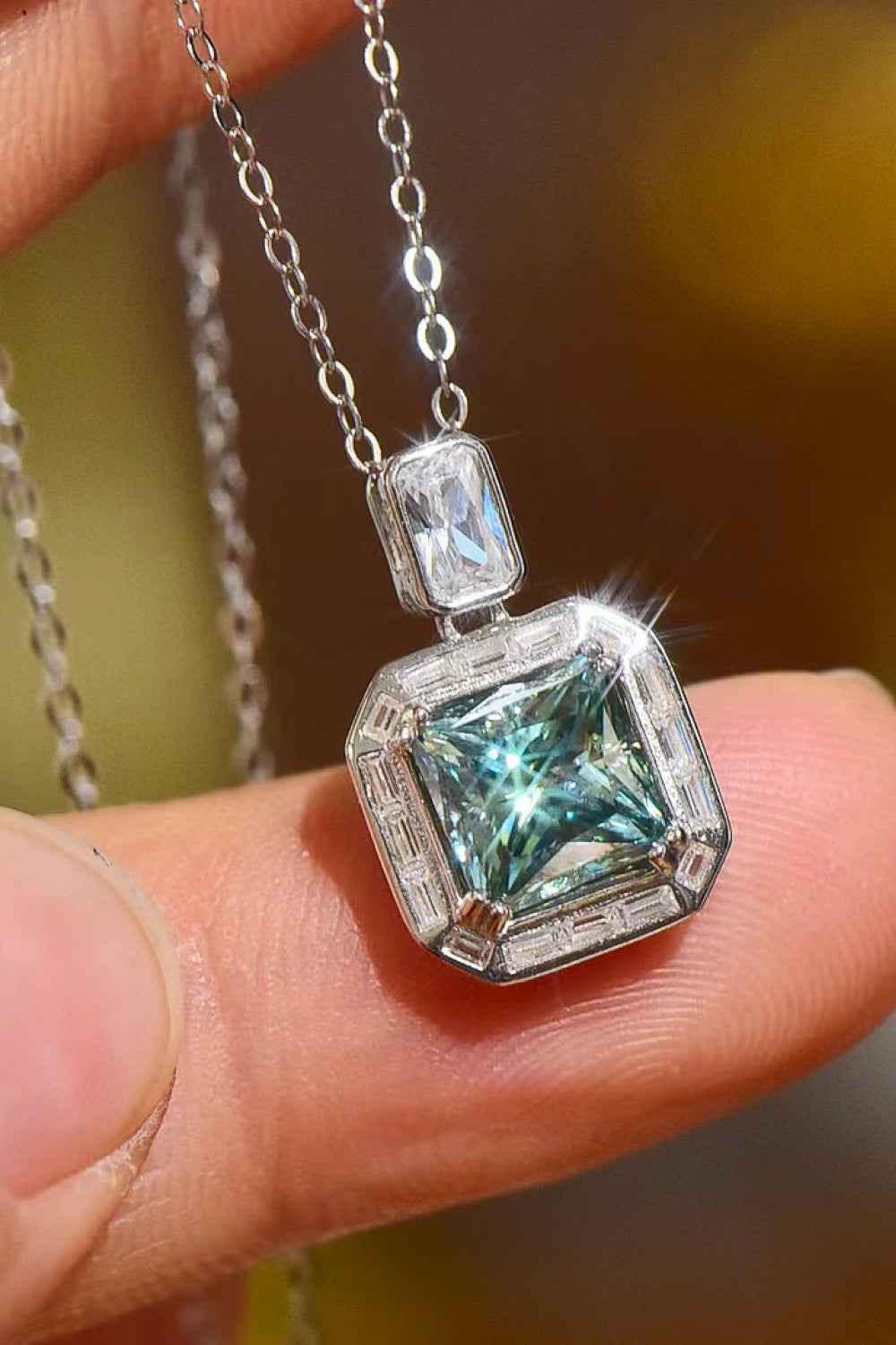 Luxe Divine Collection ~ 2 Carat Moissanite Square Pendant Necklace