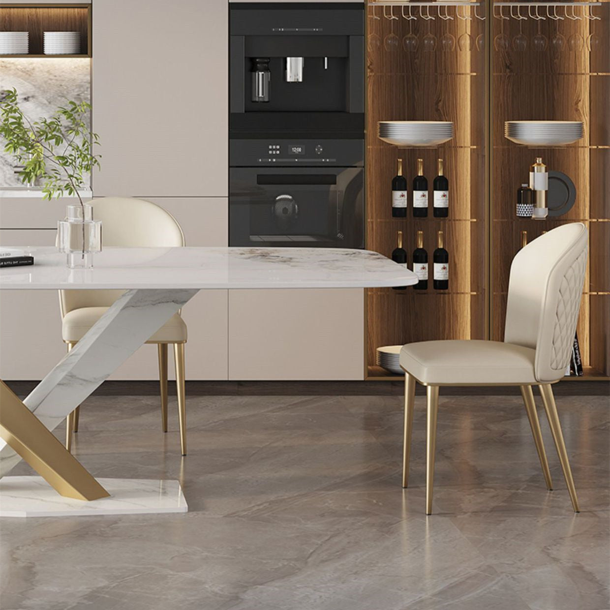 Luxe Divine Collection ~ Small Household Stainless Steel Dining Table And Chair Combination