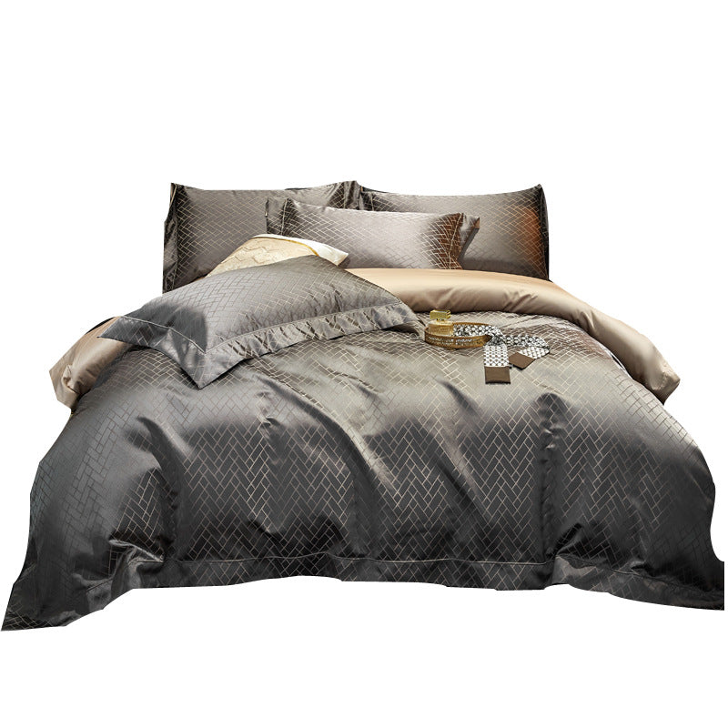 Luxe Divine Collection ~ European-style Luxury 140 High-end Brocade Four-piece Silky Jacquard Bedding Set