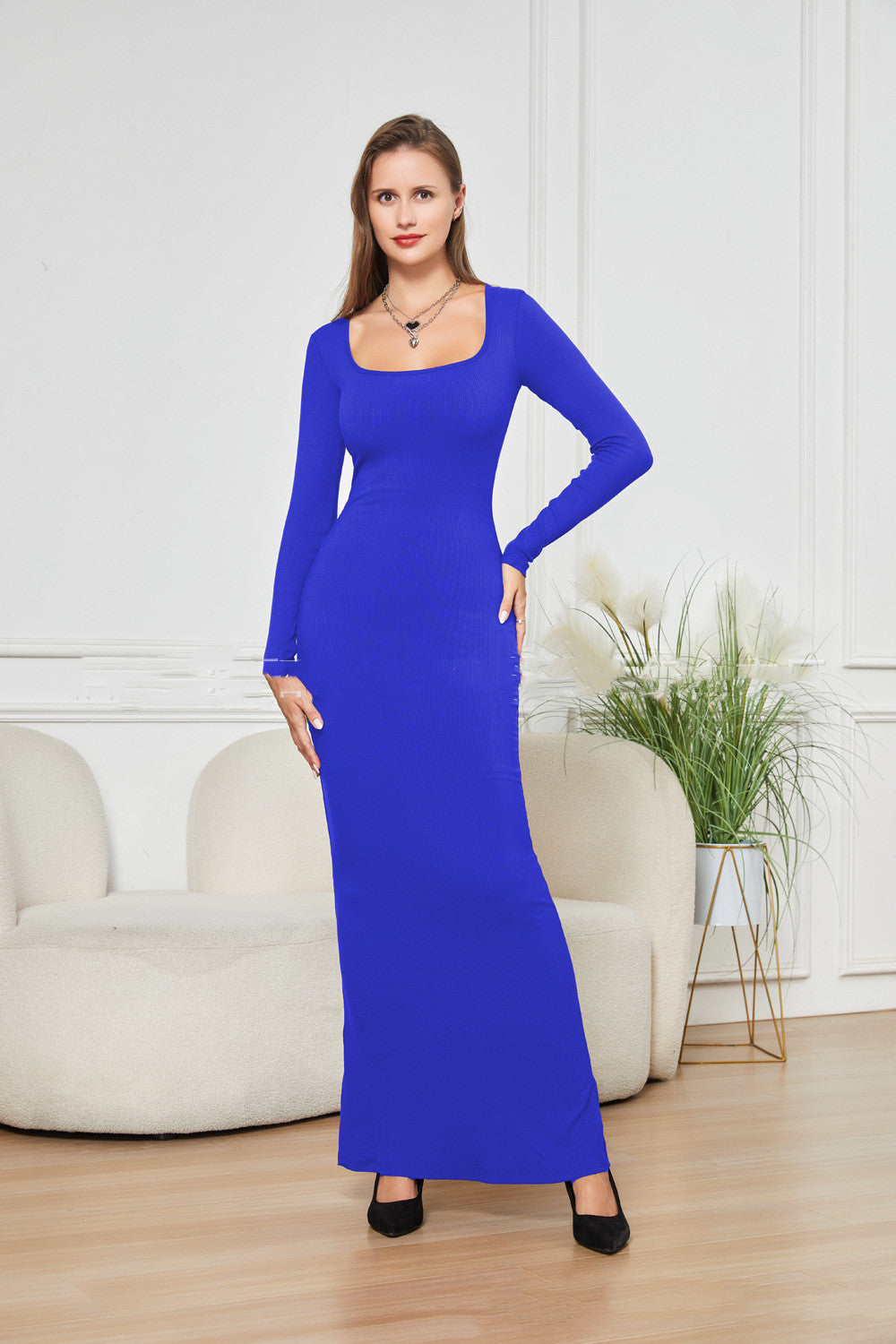 Luxe Divine Collection ~ Long Sleeve Narrow Dress with Belly Compression and Butt-Lifting