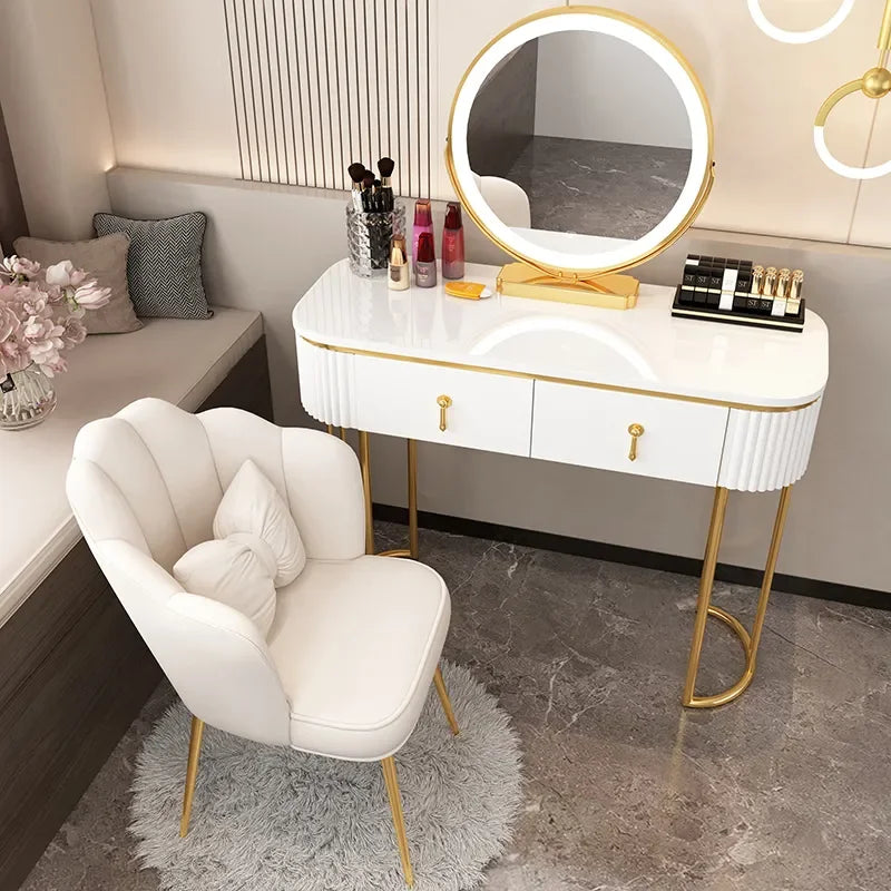 Luxe Divine Collection ~ Nordic Dressing Chair with Mirror Makeup Table Vanity Modern Luxury Home Dressers