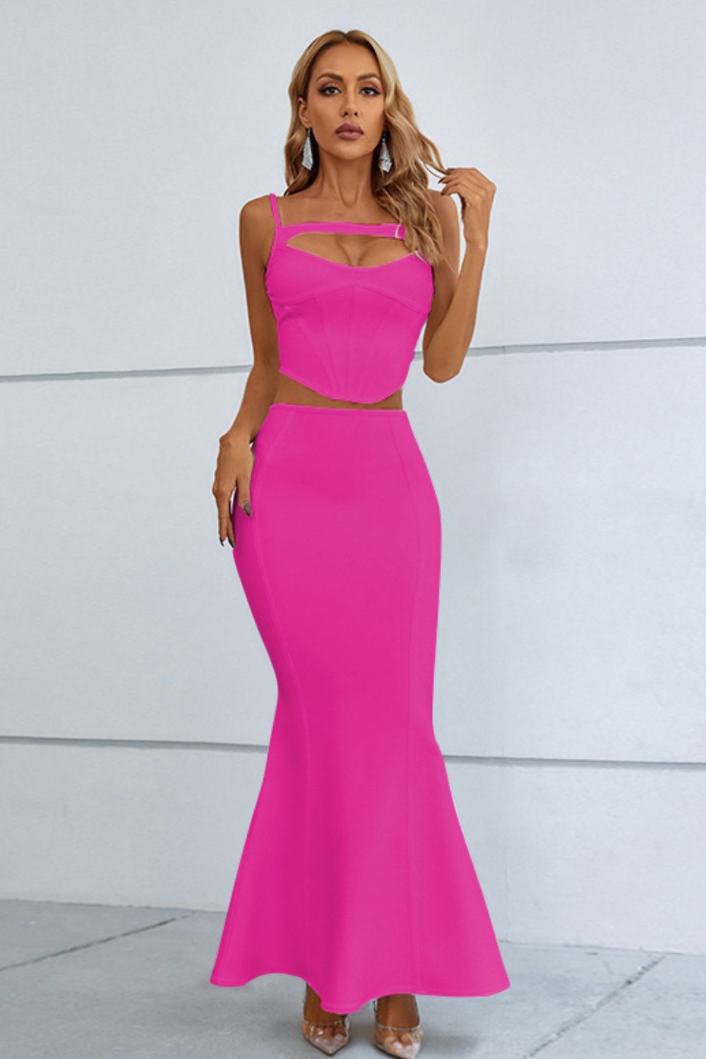 Luxe Divine Collection ~ Cutout Seam Detail Cami and Fishtail Skirt Set