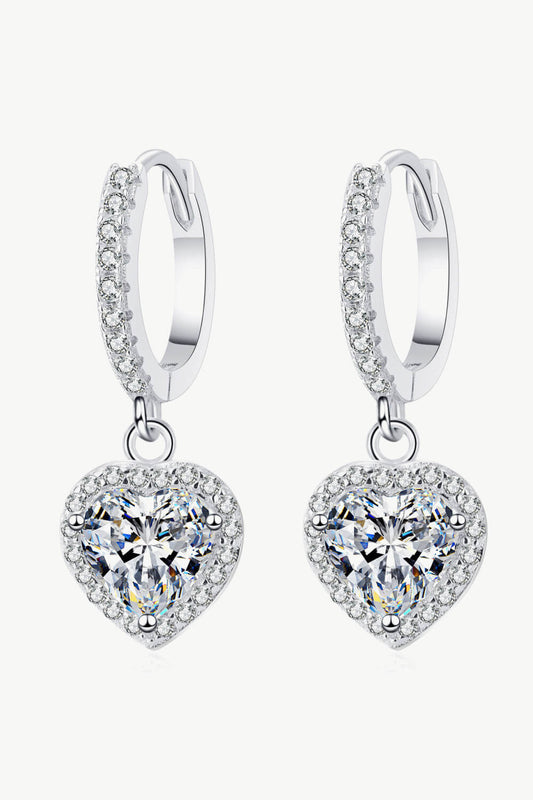 Luxe Divine Collection ~ Moissanite Heart-Shaped Drop Earrings