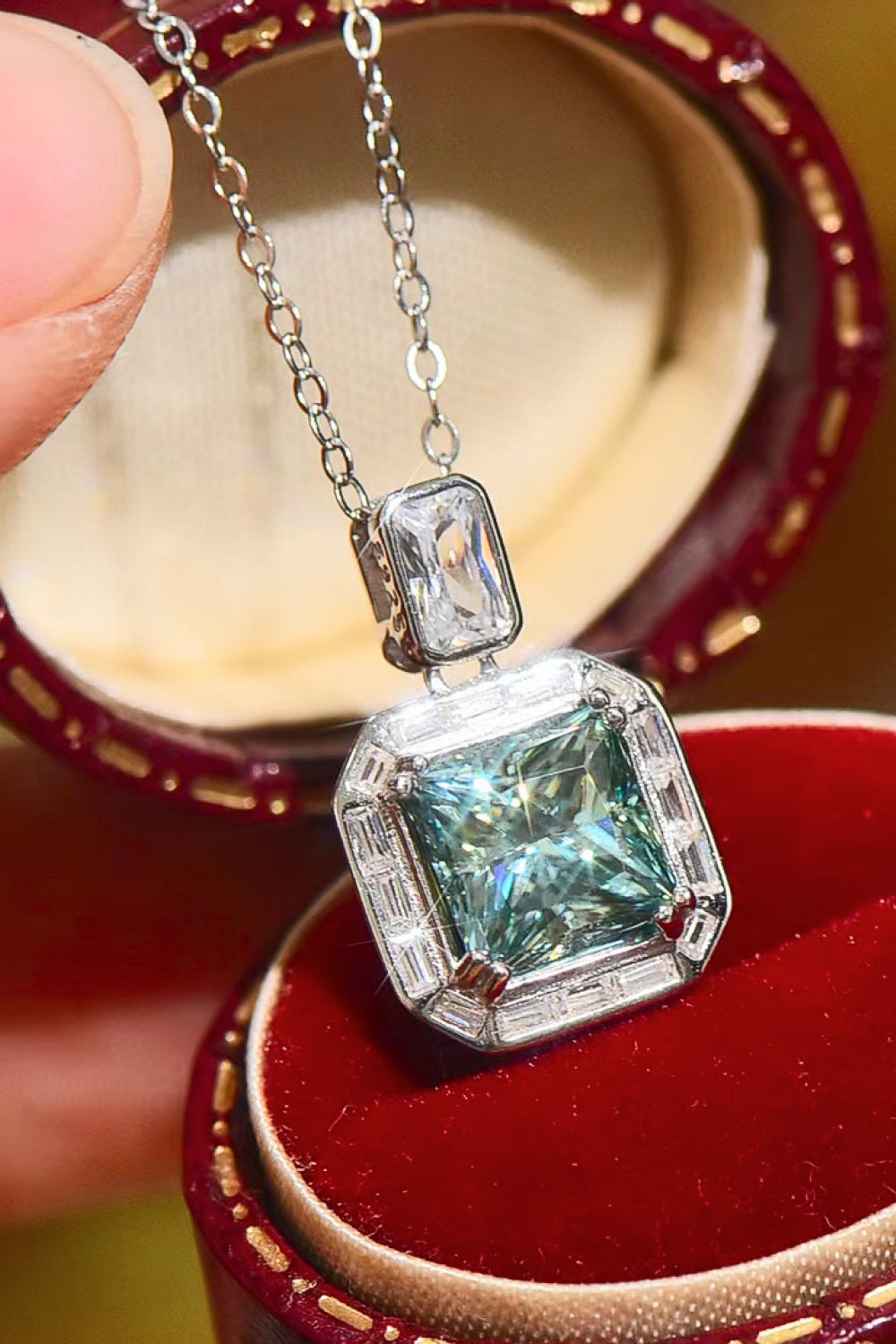 Luxe Divine Collection ~ 2 Carat Moissanite Square Pendant Necklace