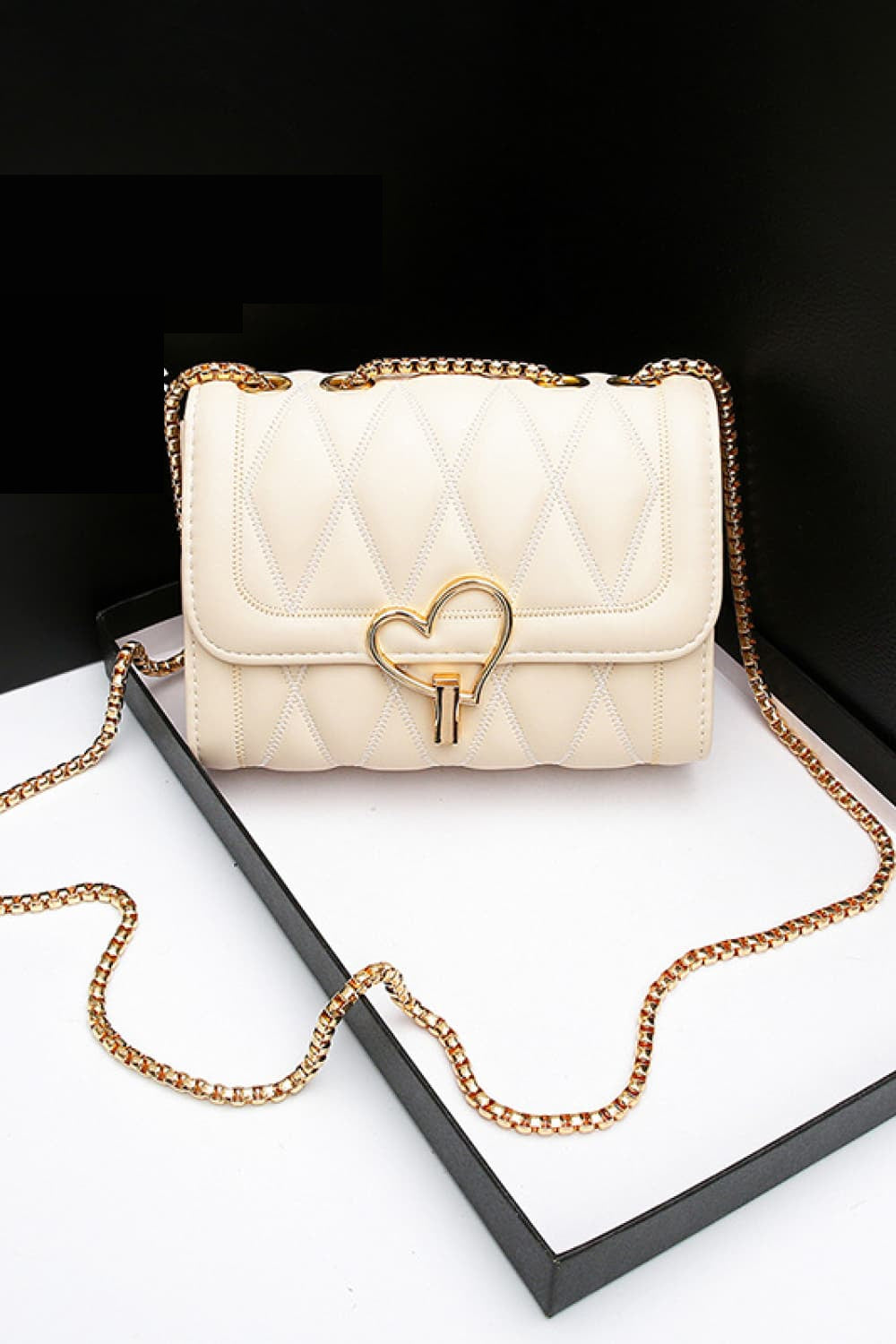 Luxe Divine Collection ~ Heart Buckle Leather Crossbody Bag-Tr