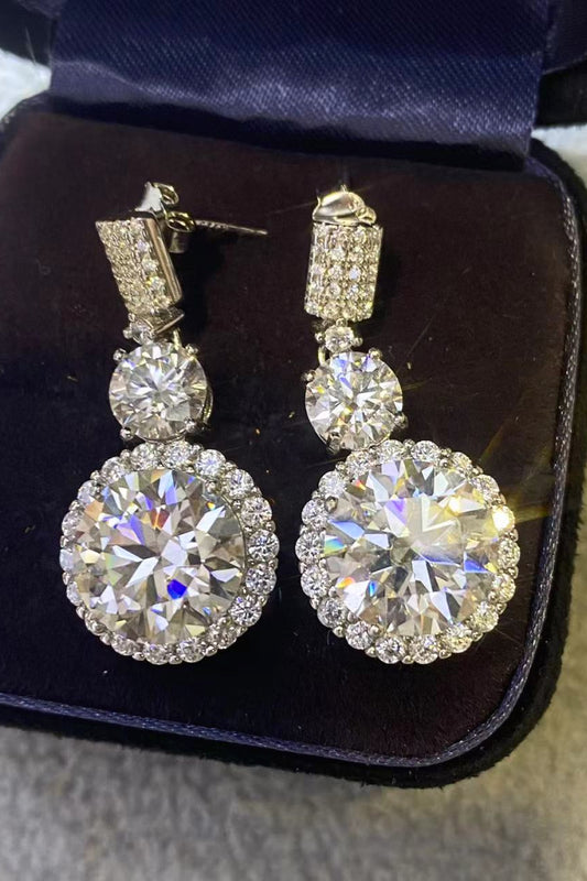 Luxe Divine Collection ~ 12 Carat Moissanite Platinum-Plated Drop Earrings