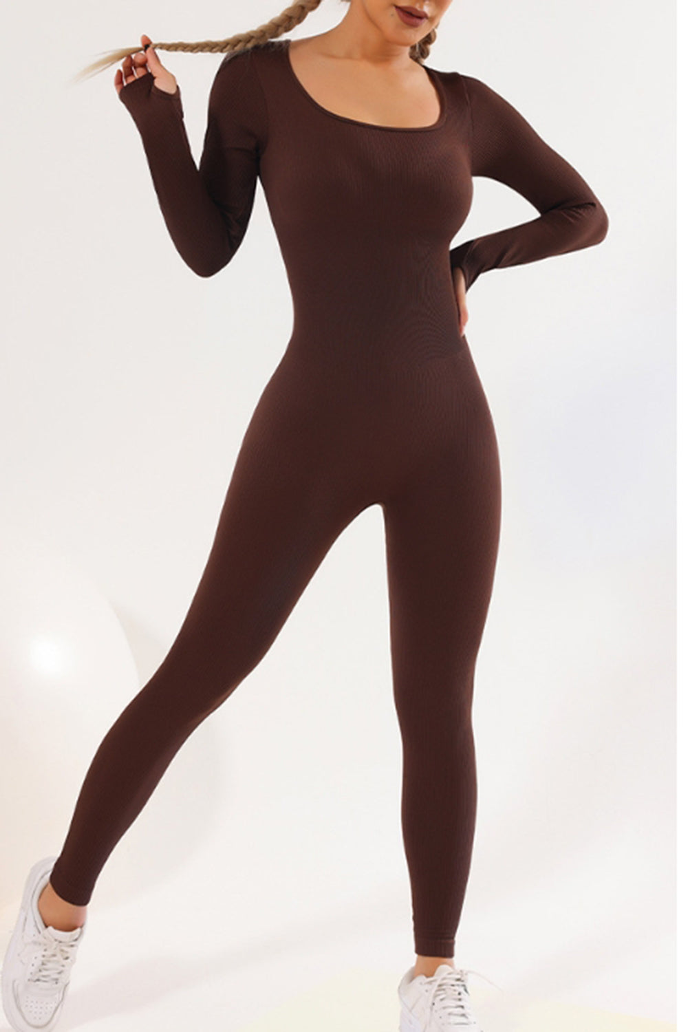 Luxe Divine Collection ~ Square Neck Long Sleeve Active Jumpsuit