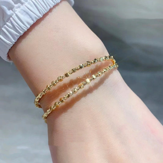 Luxe Divine Collection ~ 18K Gold Cube Sugar Bracelet