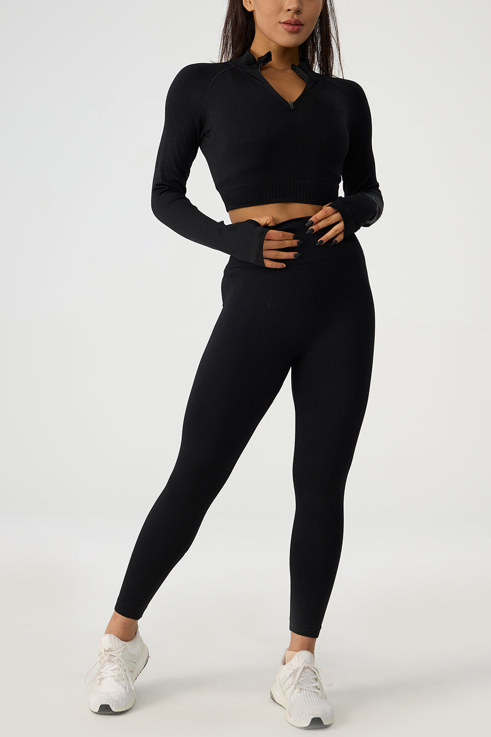 Luxe Divine Collection ~ Quarter Zip Raglan Sleeve Top and High Waist Leggings Active Set