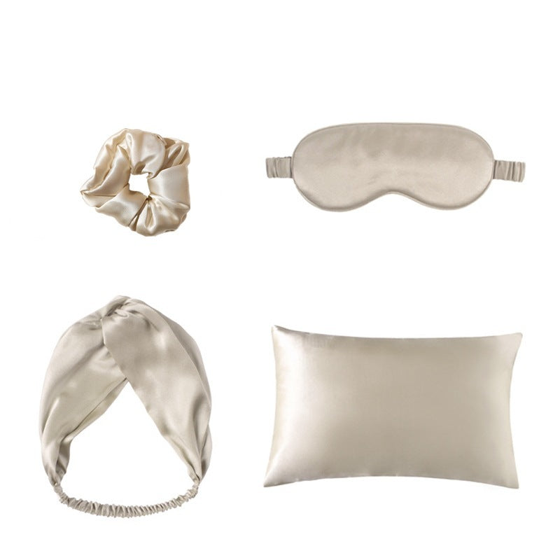 Luxe Divine Collection ~ Double-sided Silk Eye Mask Pillowcase Hair Tie Four-piece Set