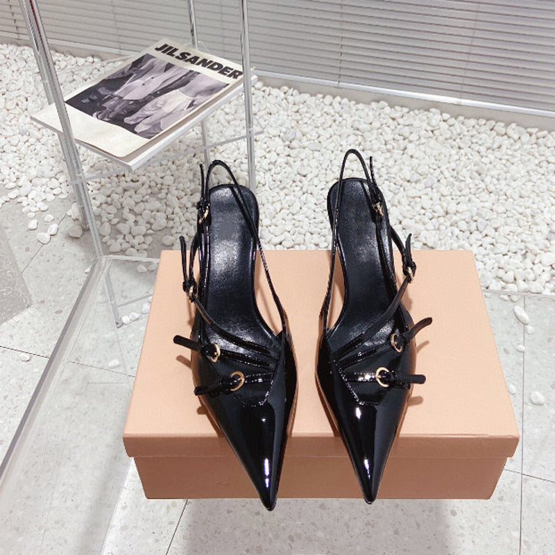 Luxe Divine Collection ~ Elegant French Style Pointed Toe Kitten Patent Leather Heel