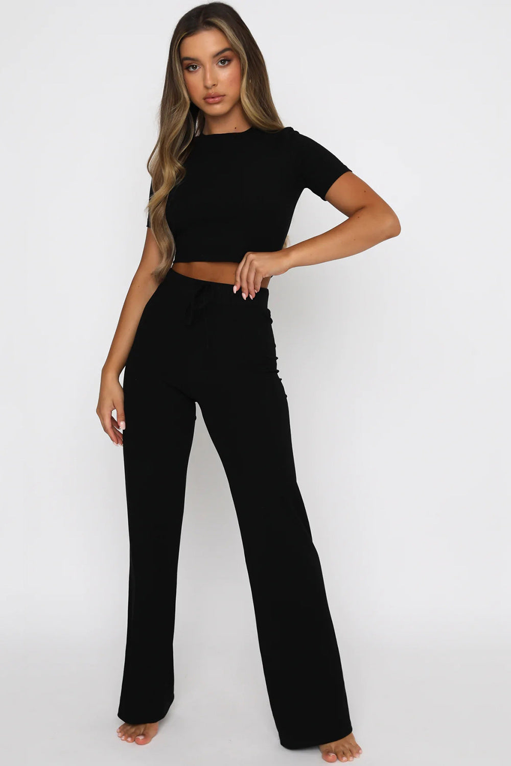 Luxe Divine Collection ~ Round Neck Short Sleeve Top and Pants Set