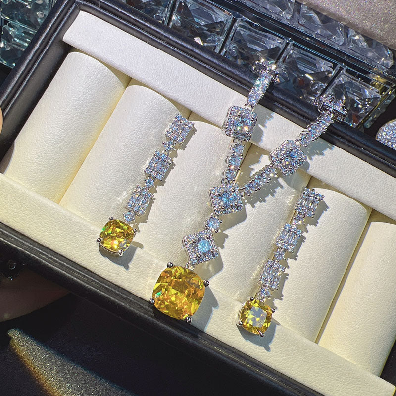 Luxe Divine Collection ~ Luxury Yellow Zircon Earrings Necklace Set