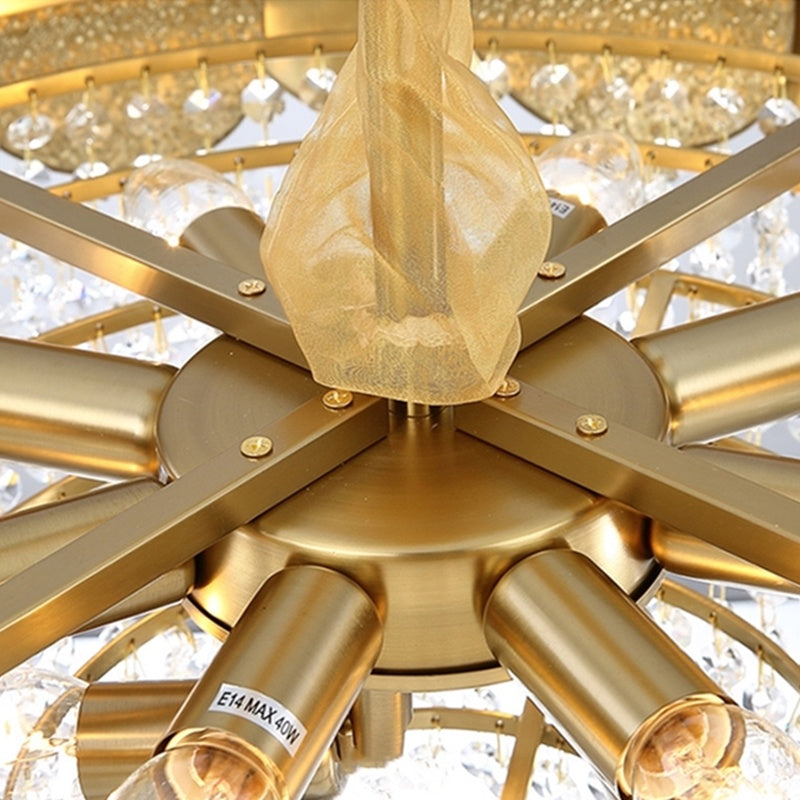 Luxe Divine Collection ~ Stainless Steel Living Room Ceiling Crystal Chandelier