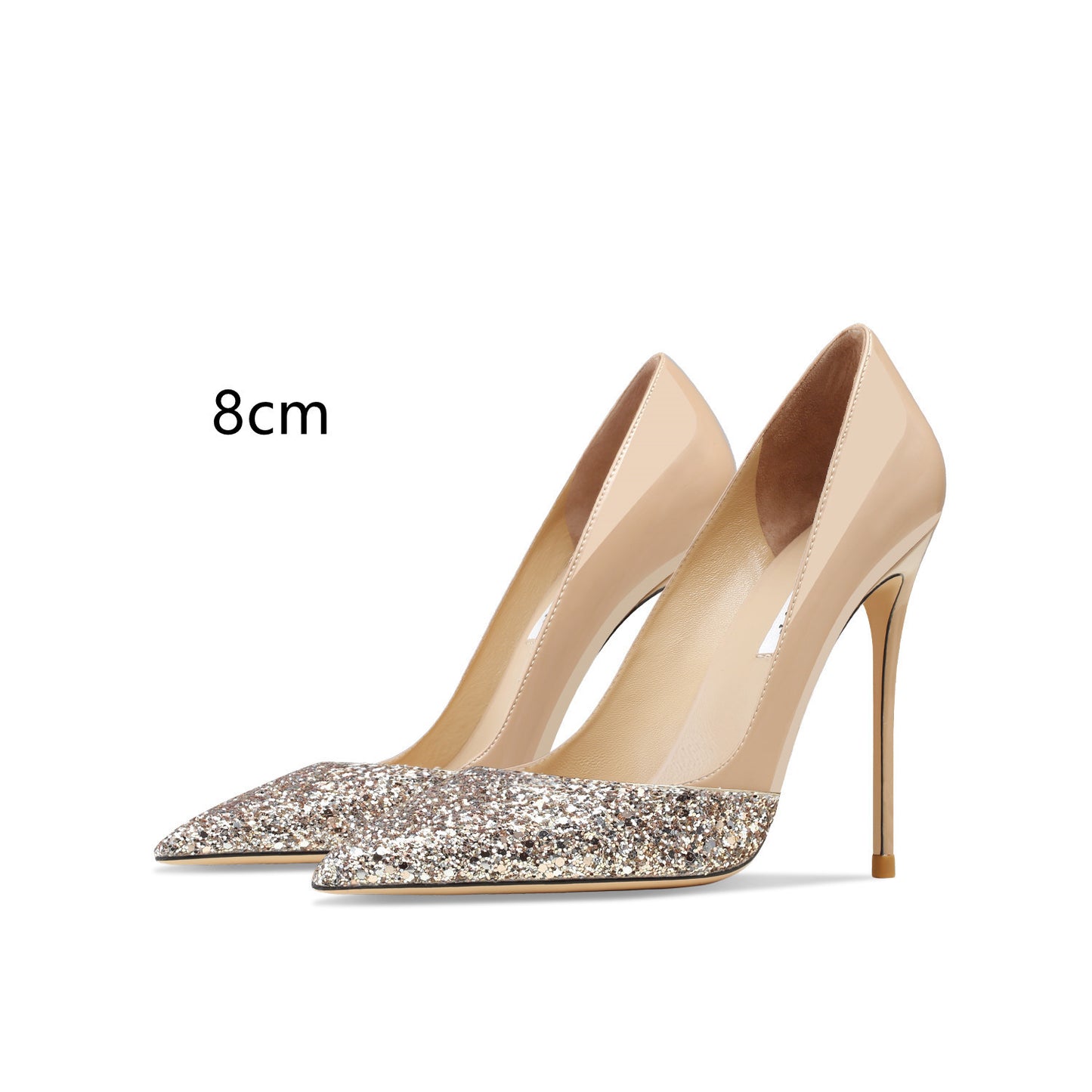 Luxe Divine Collection ~ Elegant Patent Leather Gold Sequins High Heels